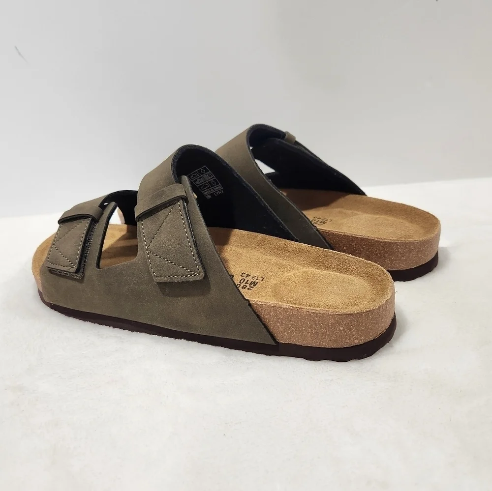 Cushionaire Lynx Cork Suede Velcro Brown Footbed Sandal Men's Size 10 NWOT - Picture 3 of 14